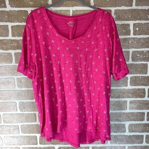 Chico’s Women’s Size XL US Short Sleeve Round Neck The Ultimate Tee Pink.